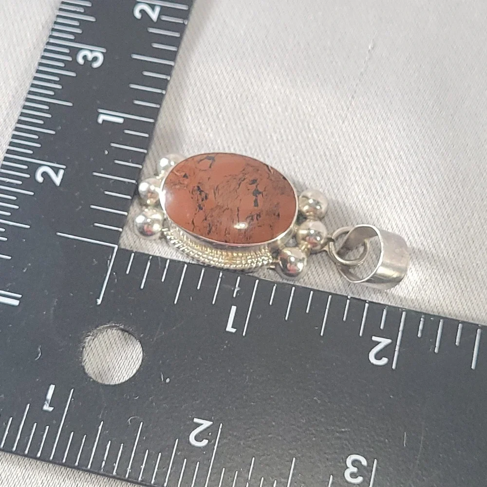 Taxco Sterling Silver Mahogany Obsidian Pendant Women Brown 925 Mexico TB-167